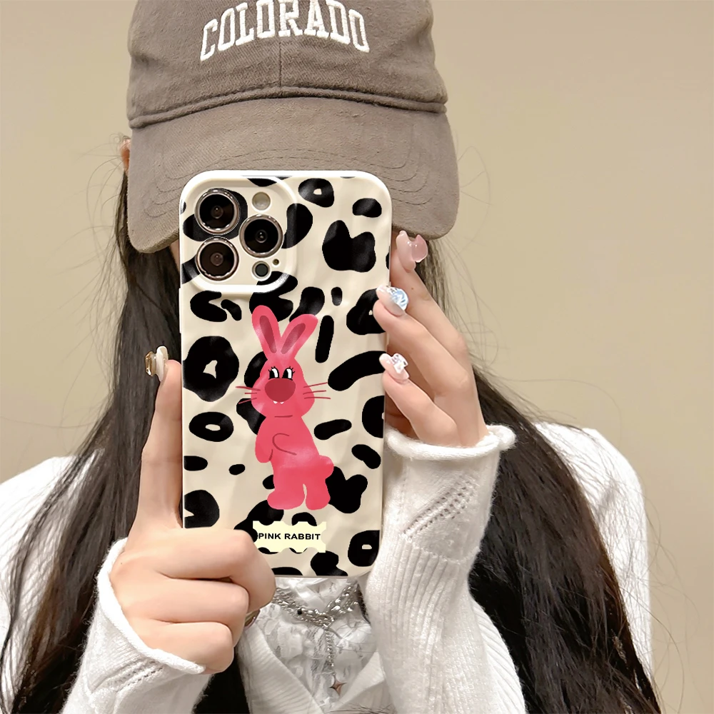 站立粉小兔适用iPhone苹果13手机壳A1864简约12/11pro/xr潮牌网红