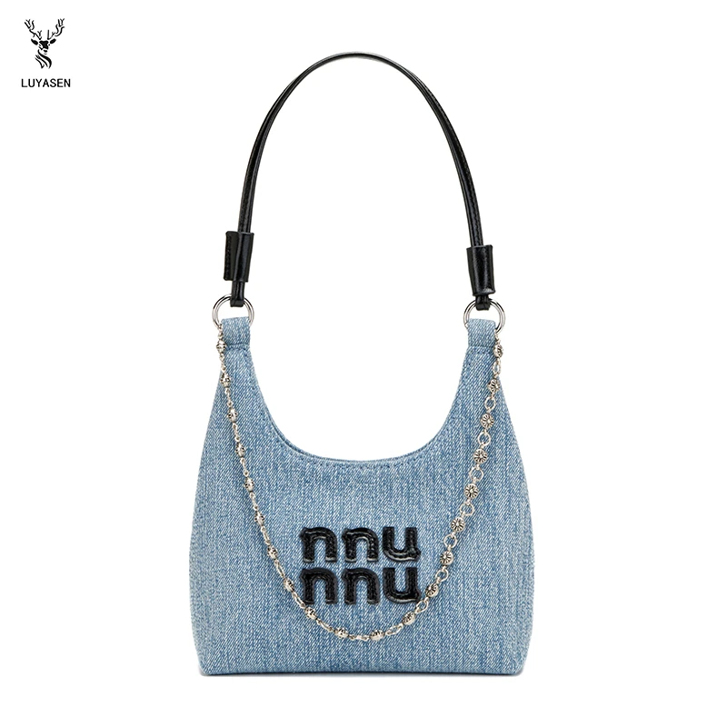 牛仔天蓝色百搭女士轻奢手拿单肩斜挎包【六】