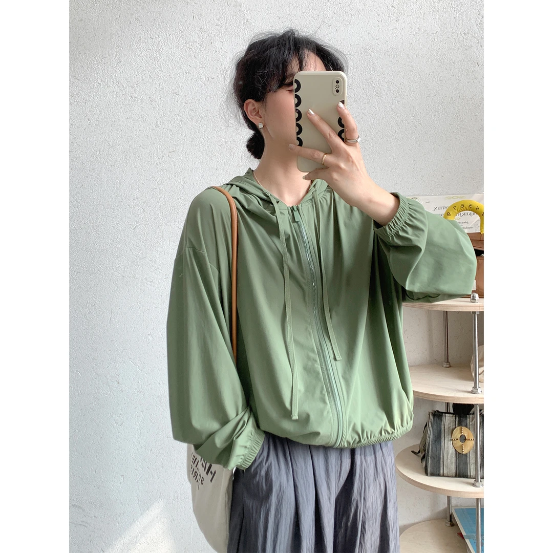 苏安家 UPF50+防晒外套女夏季薄款透气防紫外线显瘦连帽拉链上衣
