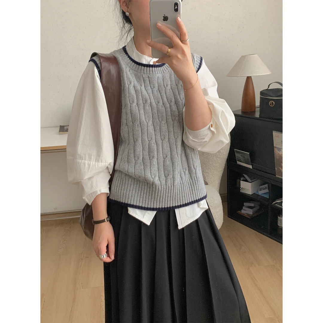 苏安家｜拉夫女孩 定染毛纱定制配色高版本麻花马甲背心毛衣