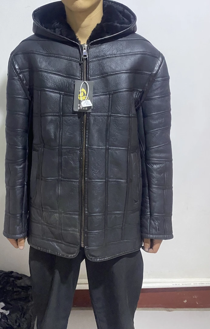 皮毛一体连帽和领男