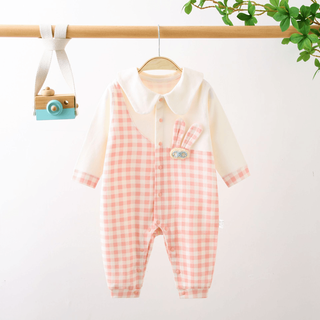 甜美春秋棉质哈衣可爱女宝超萌兔子连体衣外出服婴幼无骨舒适哈衣