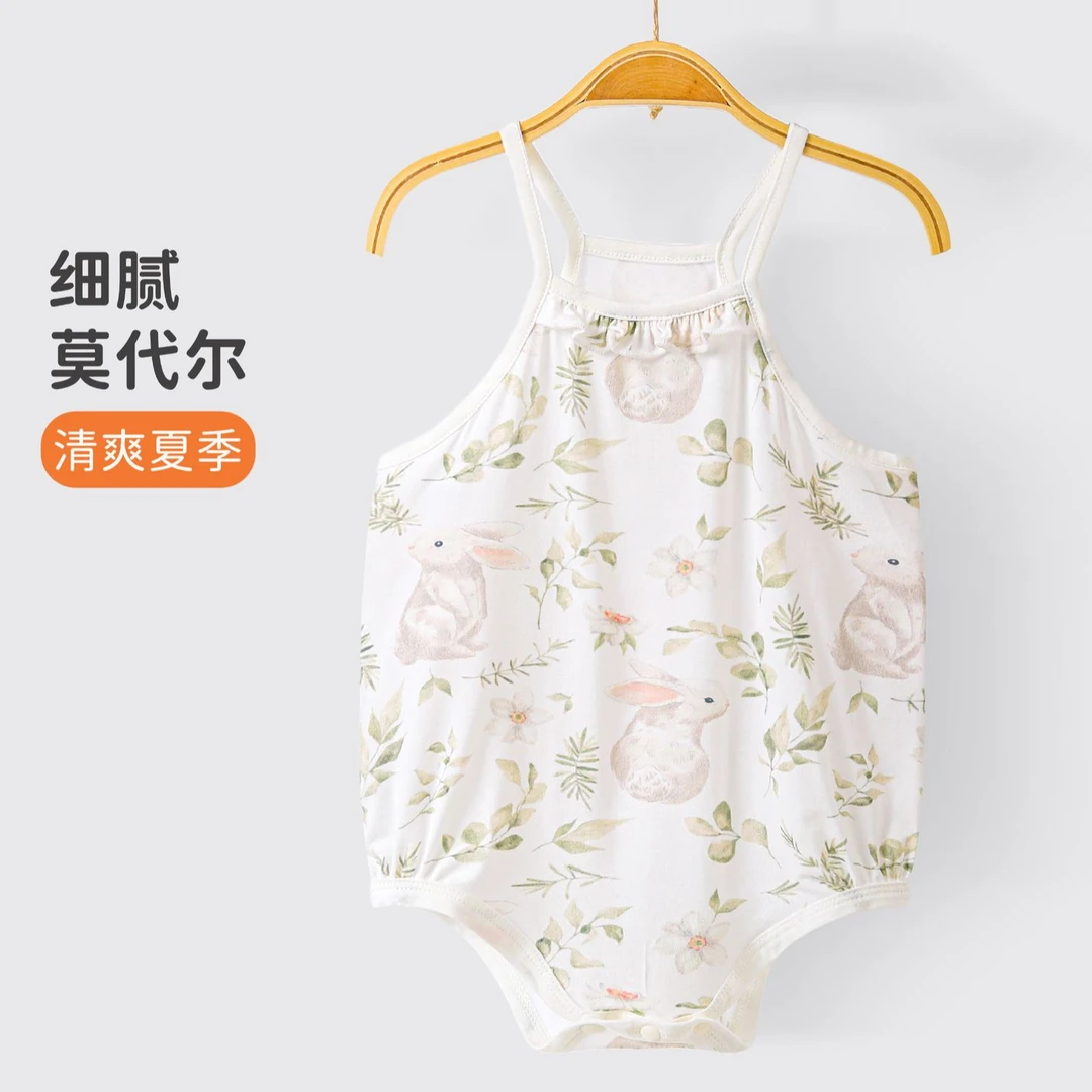 婴儿衣服夏季薄款三角爬服宝宝连体衣无袖背心包屁衣吊带包屁