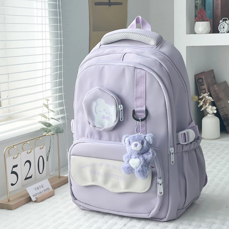 初中韩版休闲百搭学院风双肩包女减负护脊双肩包带小包可爱甜美