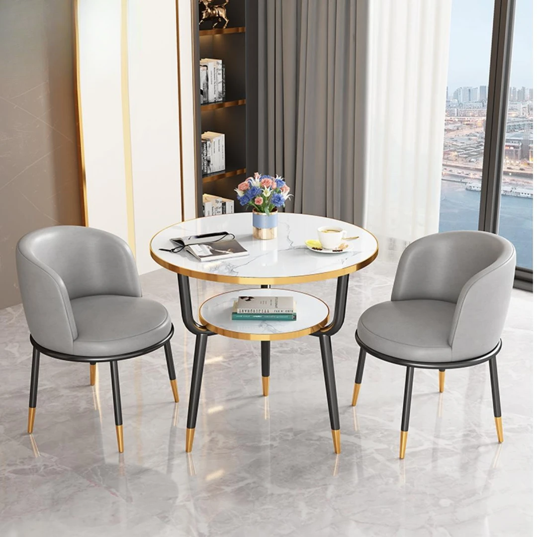 轻奢接待洽谈桌椅组合小户型餐桌休闲奶茶店咖啡厅谈判阳台小圆桌