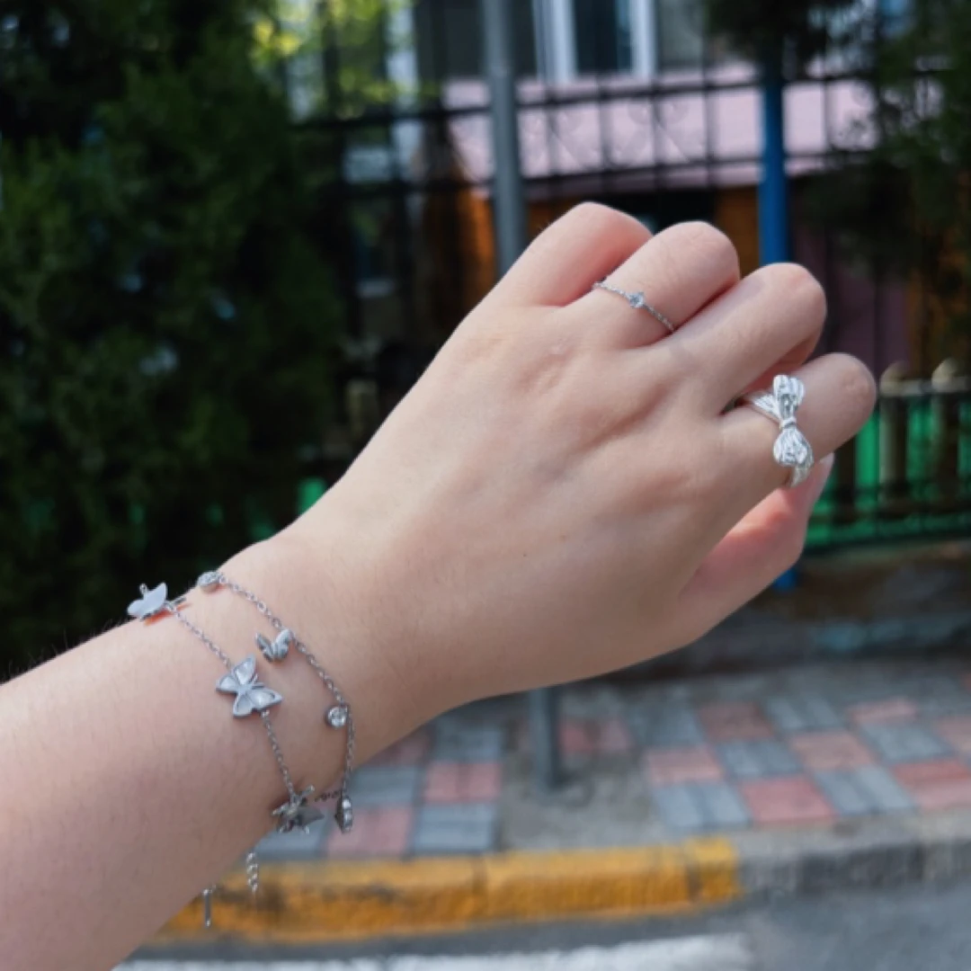 钛钢贝壳手链 钛钢蝴蝶手链仙女ins少女小众