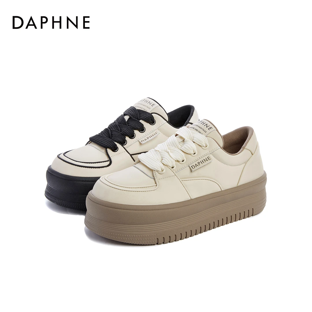 Daphne/达芙妮小众时尚百搭ins秋冬低帮厚底舒适圆头时尚休闲鞋