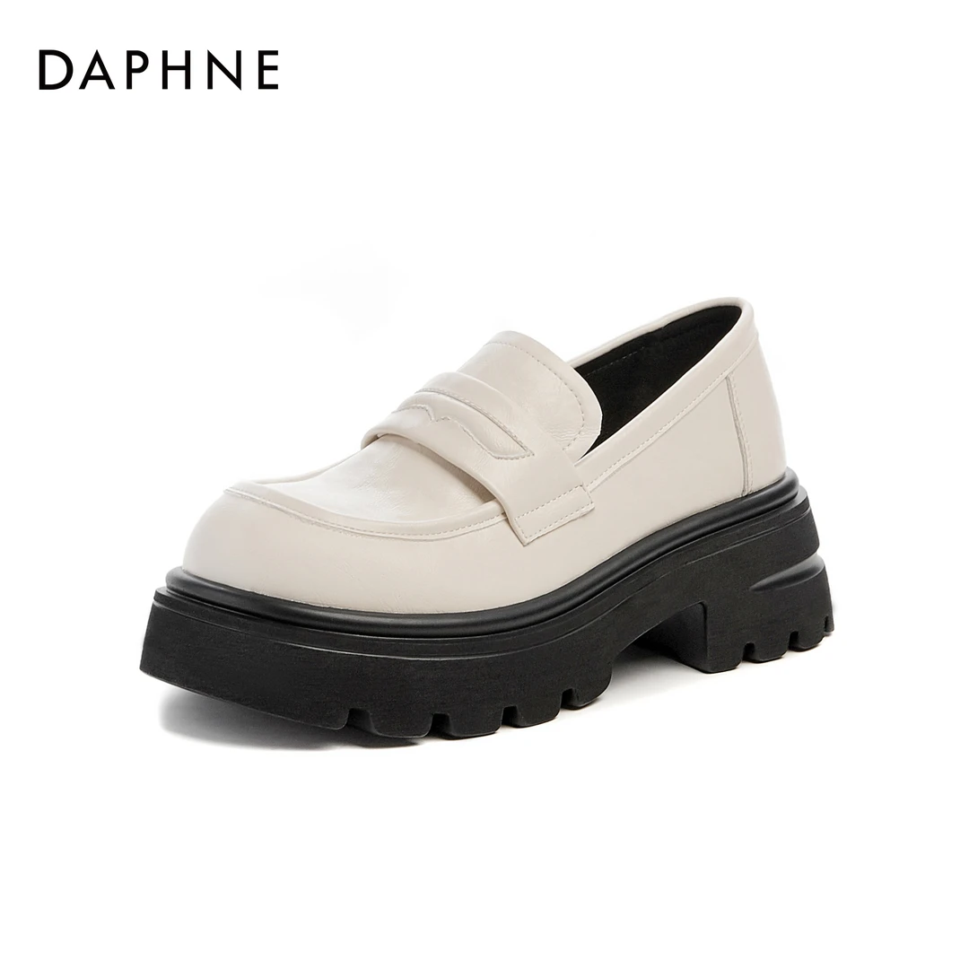 Daphne/达芙妮舒适厚底鞋2024春季新款时尚休闲粗跟百搭时尚单鞋