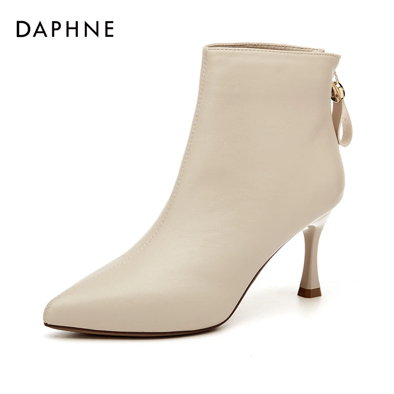Daphne/达芙妮品牌时装靴新款气质细跟时尚百搭加绒时装短靴