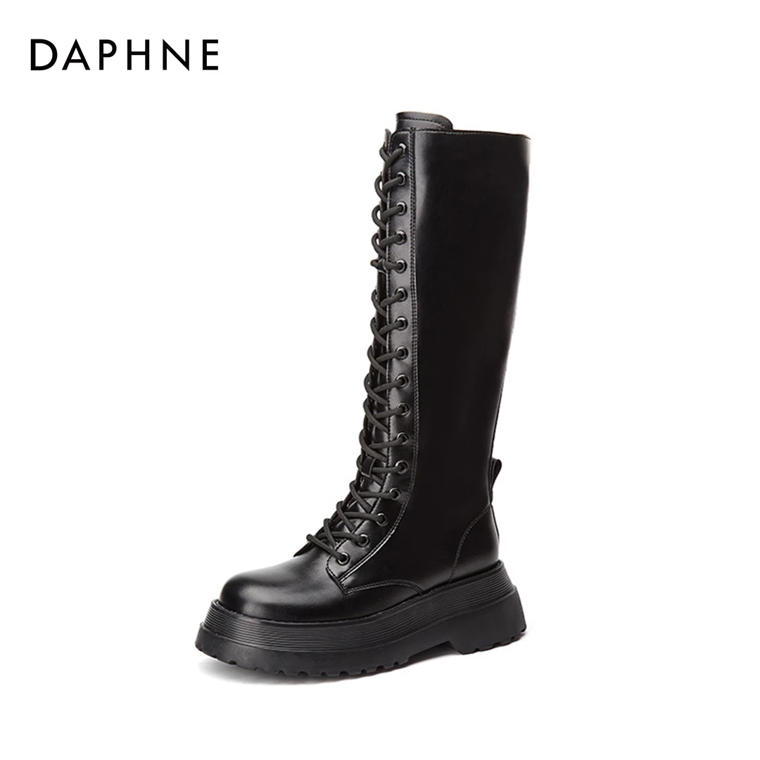 Daphne/达芙妮百搭瘦瘦靴女2023秋冬新款高筒靴小个子长筒骑士靴