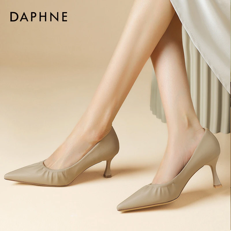 Daphne/达芙妮舒适气质细跟高跟鞋新款秋季时尚百搭女款尖头单鞋