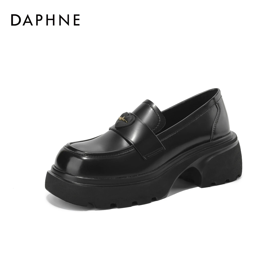 【怦然心动】达芙妮乐福鞋女2024春季新款时尚休闲百搭女鞋厚底单鞋