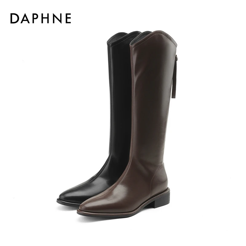Daphne/达芙妮厚底高筒骑士靴女新款春秋洋气小个子百搭长靴