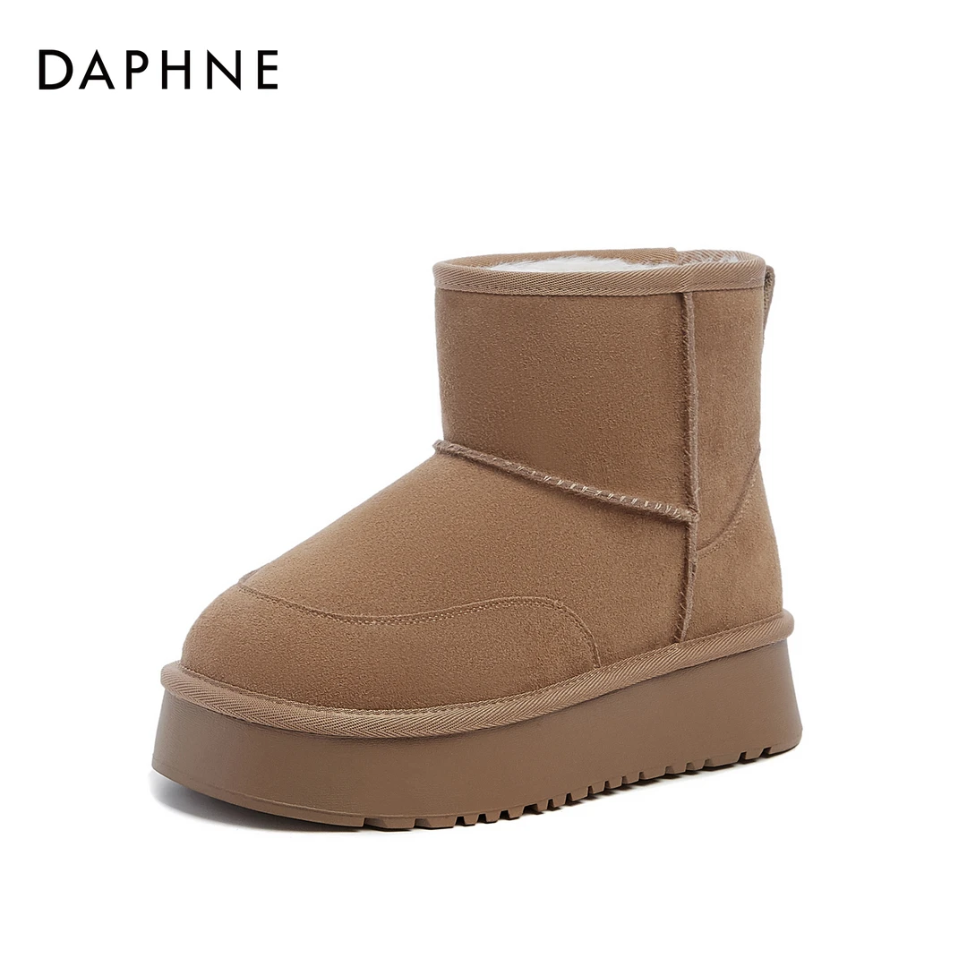 Daphne/达芙妮品牌雪地靴冬季新款时尚百搭休闲加绒雪地靴