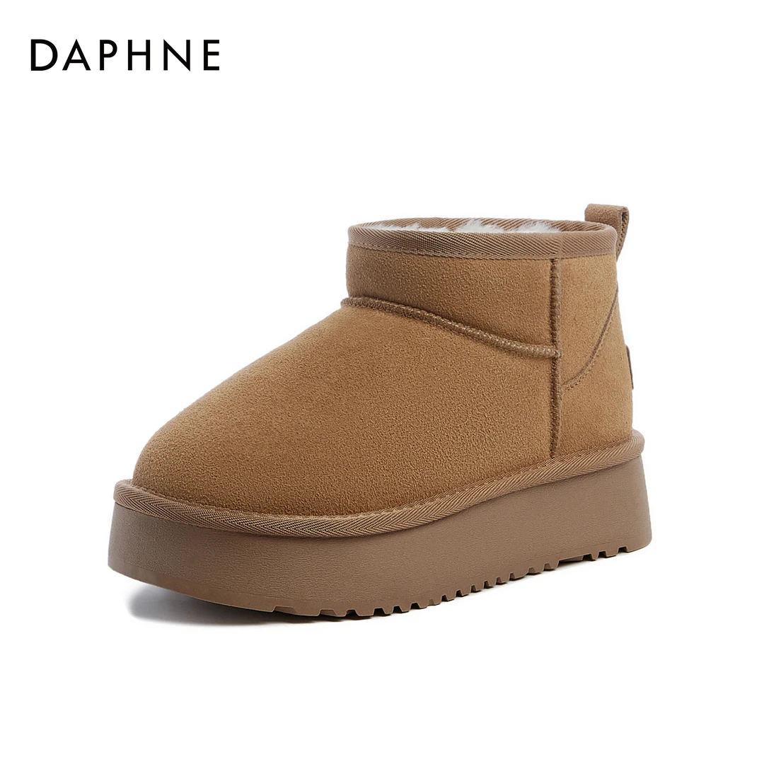 Daphne/达芙妮「龙年穿搭」短筒雪地靴新款时尚厚底加绒加厚雪地靴