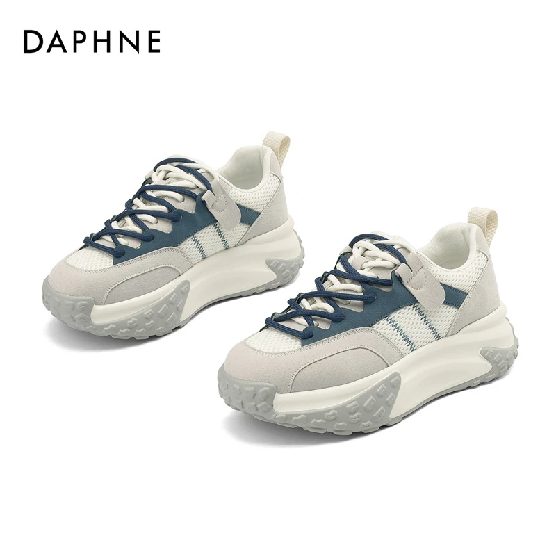 Daphne/达芙妮时尚休闲鞋2024新款厚底百搭ins潮流拼色系带鞋