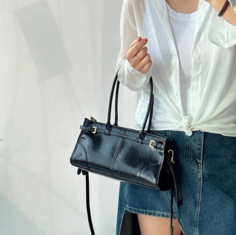 包包2025新款轻奢小众高级感腋下包托特包单肩斜挎油蜡皮女包