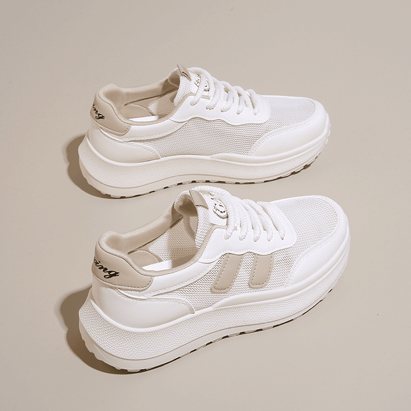 女鞋2024夏季学生时尚百搭厚底网面休闲板鞋防滑软底运动旅游鞋