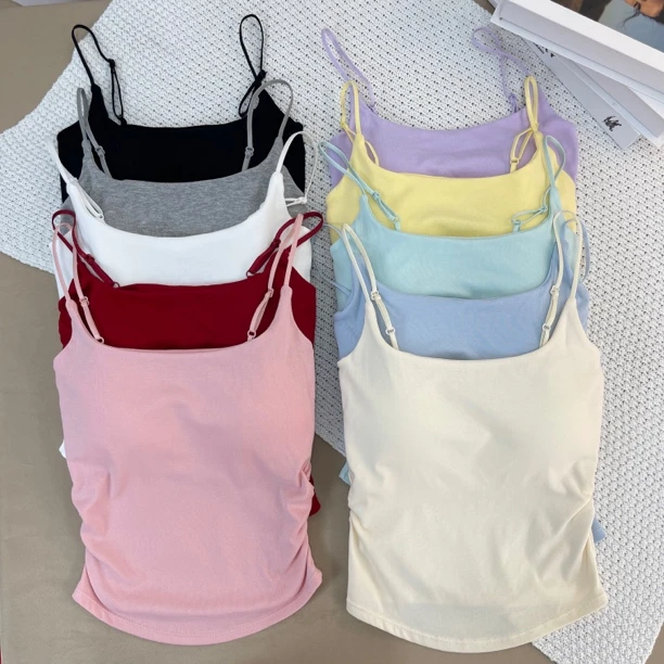 【主播内搭 优质版】纯色吊带女背心带垫外穿遮副乳设计感瘦辣妹