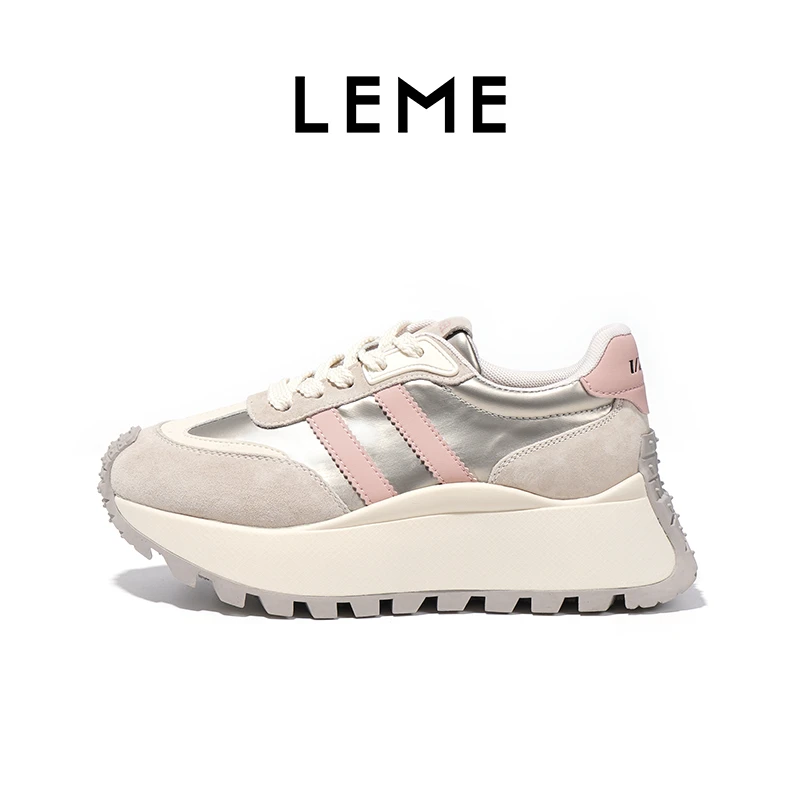 LEME新款时尚厚底ins潮休闲百搭圆头系带老爹鞋女L410211
