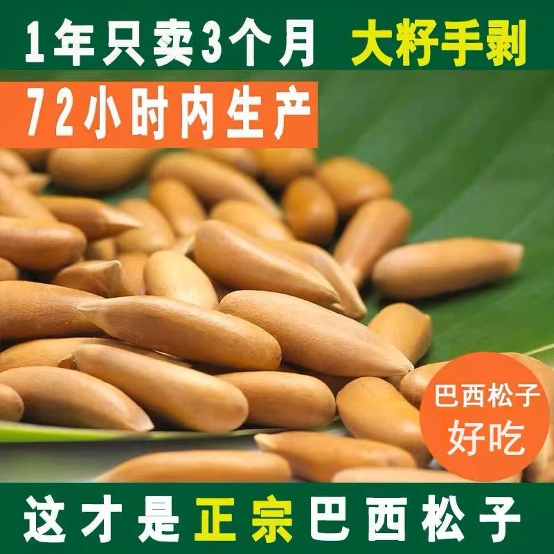 2023年新货巴西松子开口特级手剥松子原味散装大颗粒孕妇