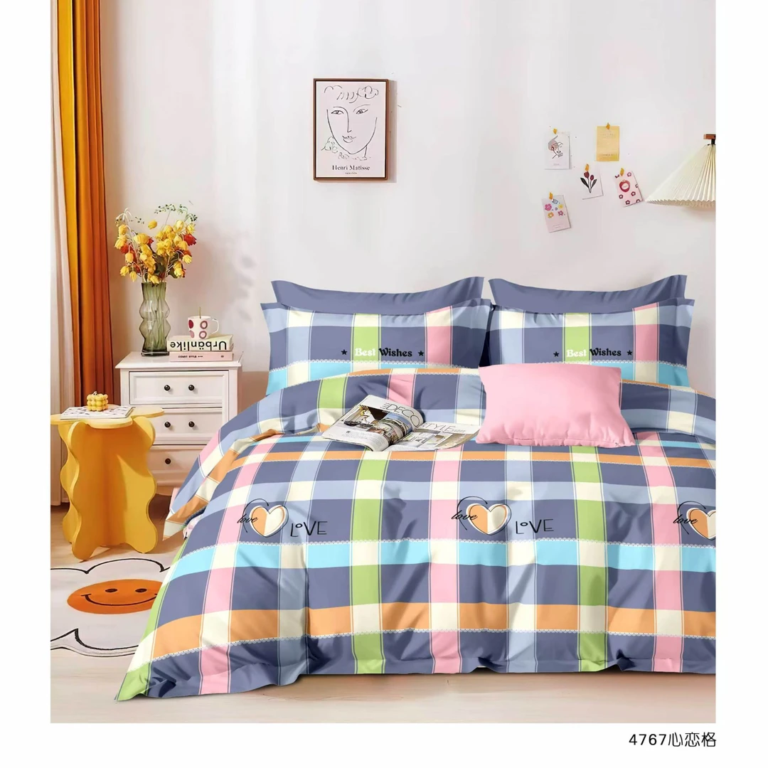 爆款亲肤学生宿舍加厚家用斜纹被套床单棉被套双人床床上用品被罩