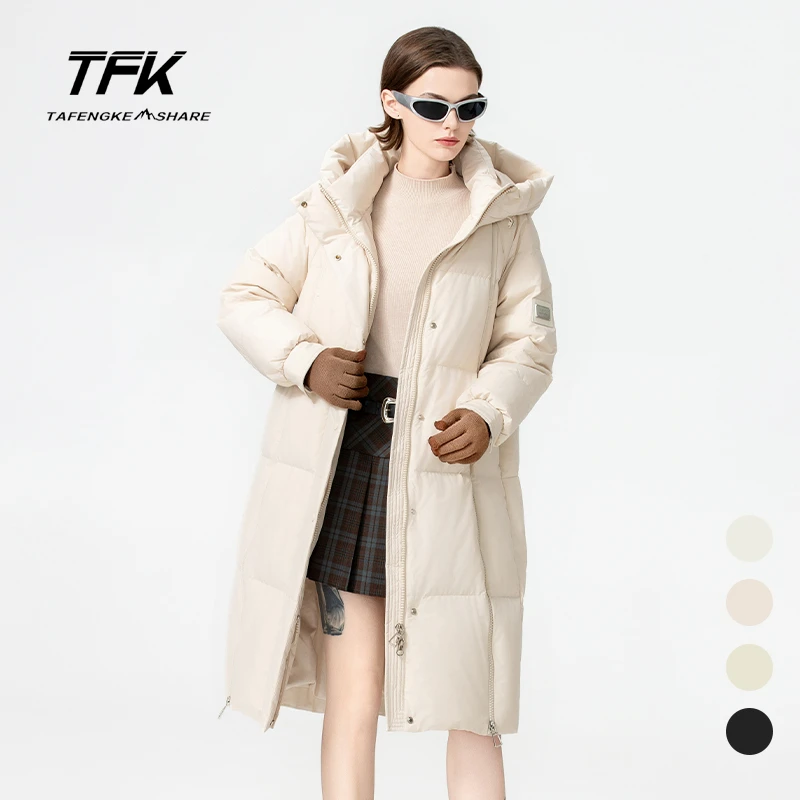TFK/塔峰克 女士长款金属袖标羽绒服28957