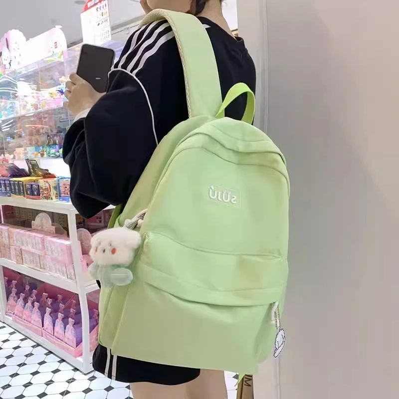 潮流原宿风初中生小众设计感书包女高中大学生高颜值纯色简约书包