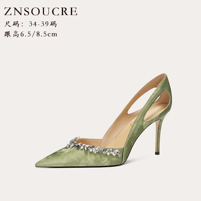 夏季新款浅口镂空单鞋女鞋尖头设计感气质日常约会高跟鞋708-C61