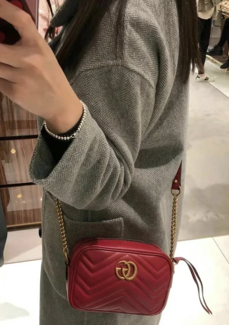 95新 GUCCI/古驰 马蒙相机包/红色/斜挎包
