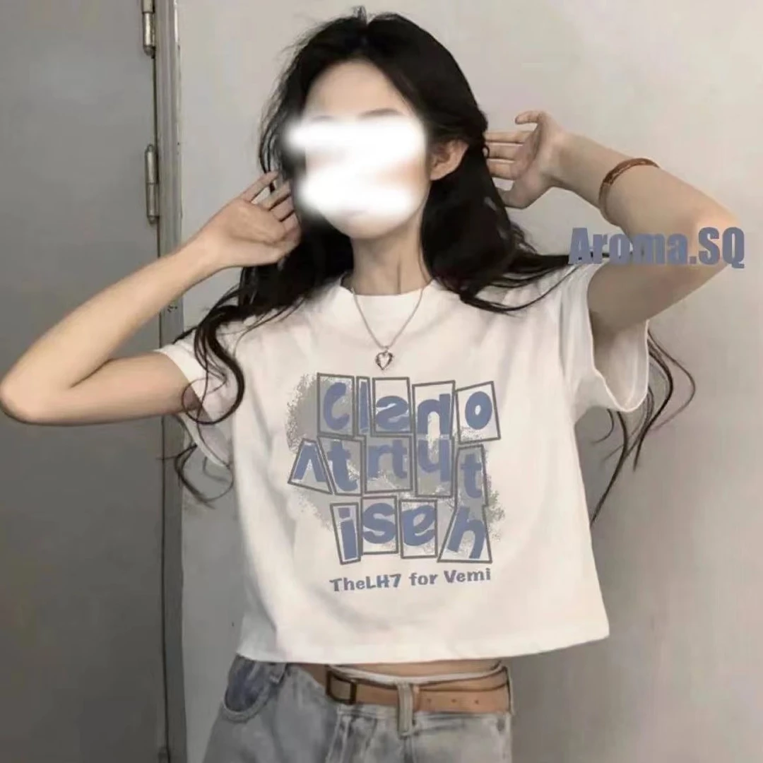 重磅纯棉夏季新款超火网红短款T恤女ins宽松百搭显瘦短袖上衣女潮