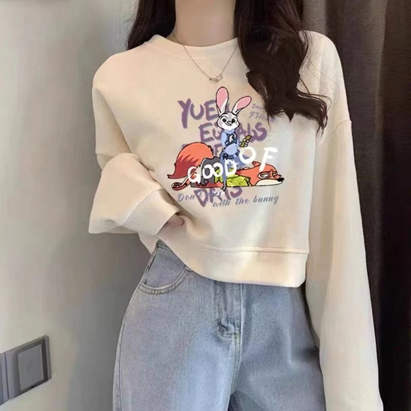 2023新款秋冬短款卫衣女宽松高腰小个子秋冬chic上衣甜辣长袖外套