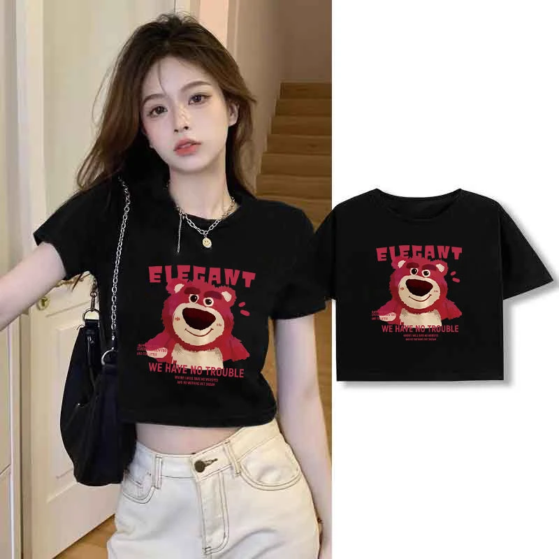 黑色纯棉短款t恤女2023年夏季新款正肩短袖上衣ins潮半袖修身体恤
