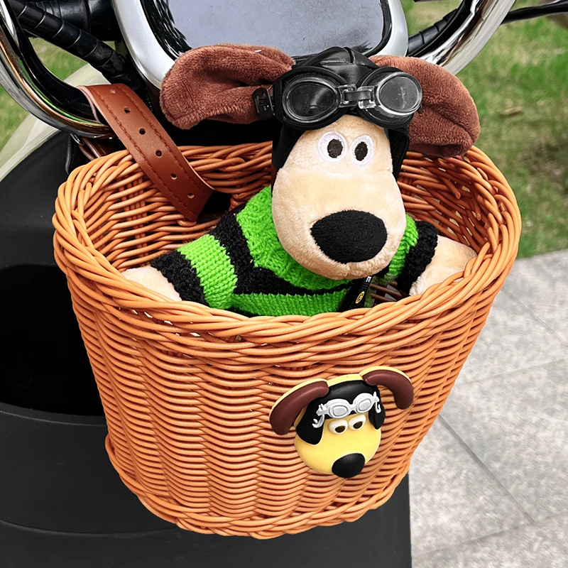 新款网红电动车前置车篓可爱卡通儿童自行车山地车车篮电瓶车车筐