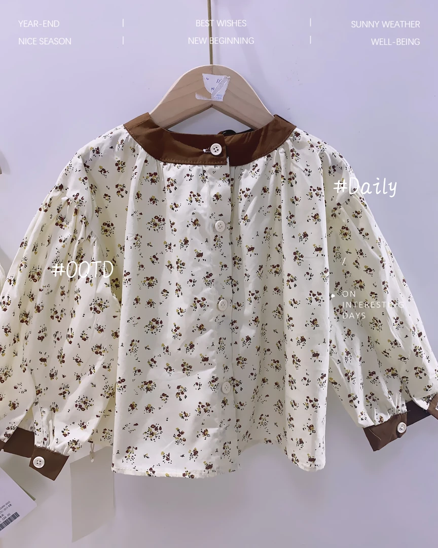 森系碎花衬衫儿童衬衫春秋长袖女宝纯棉韩版