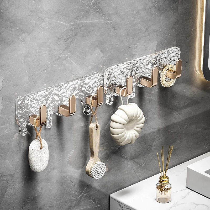 杂物钩挂钩连排浴室冰川强力粘连排轻奢纹免打孔钩无痕挂钩三连