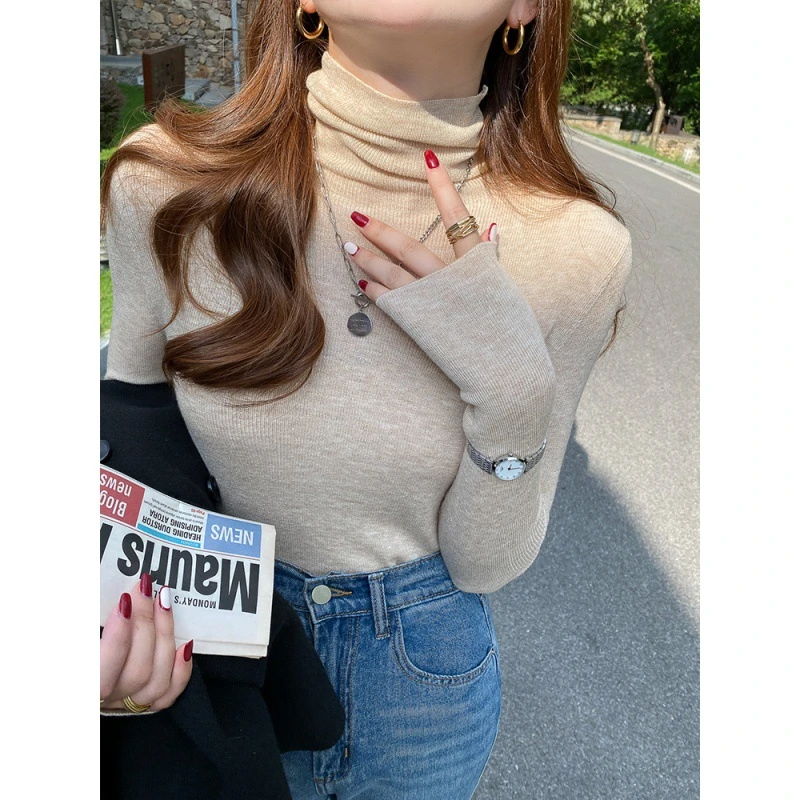 洋气女紧身长袖百搭高领针织毛衣