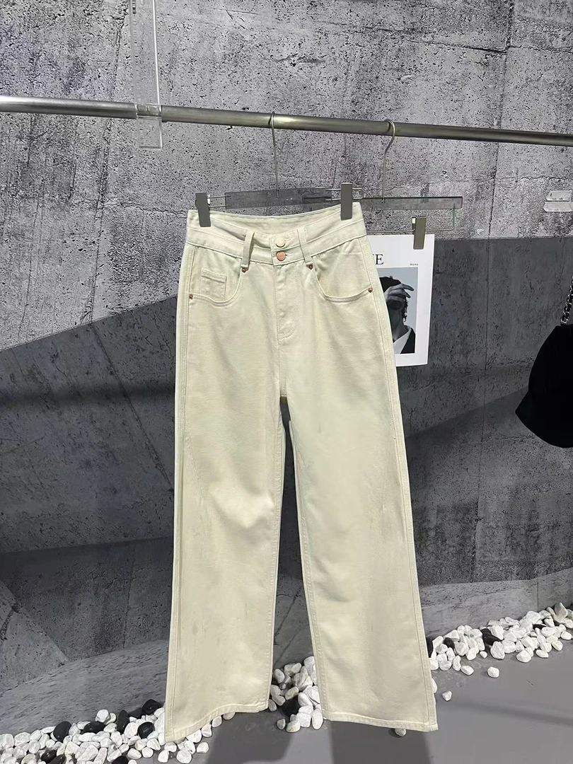 深圳小众设计师品牌纯棉简约时尚纯色牛仔裤