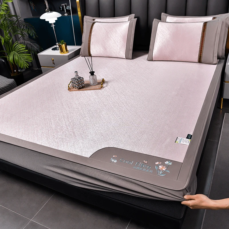 富安娜2024新款家用可机洗冰丝席床笠藤席折叠凉感学生宿舍凉席