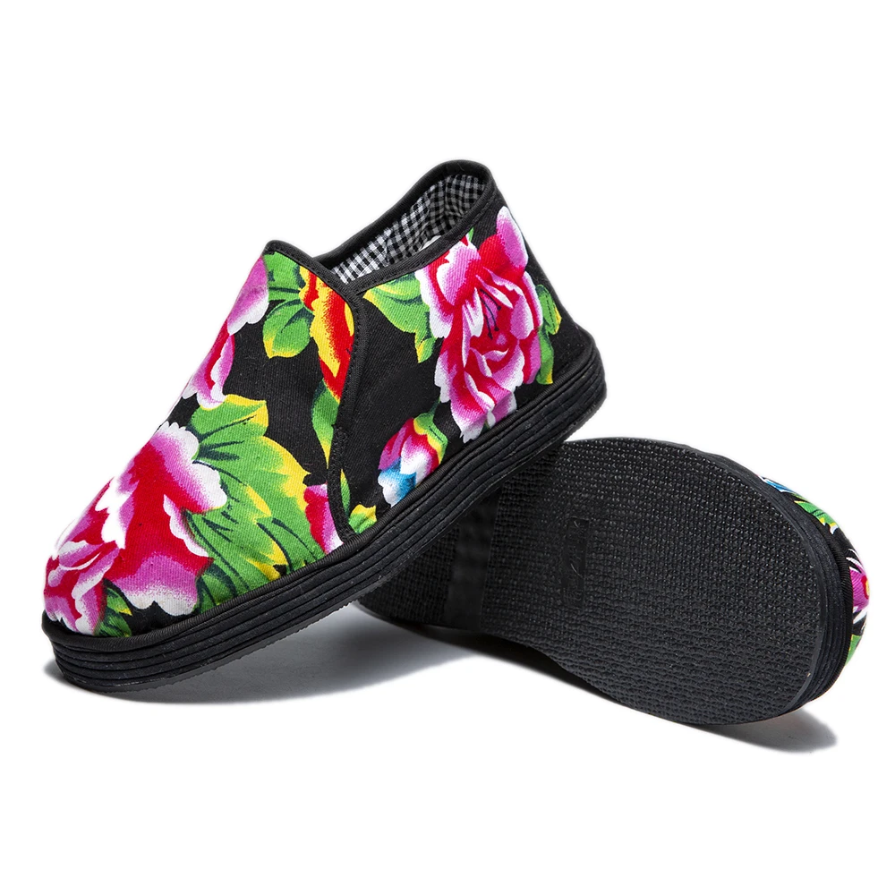 冬季新款女款棉鞋老北京布鞋千层底布鞋凤戏牡丹棉花布鞋