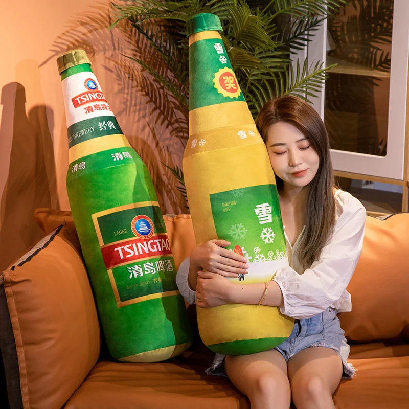 仿真啤酒瓶抱枕青岛雪花瓶子毛绒玩具搞怪长条男生睡觉公仔礼物