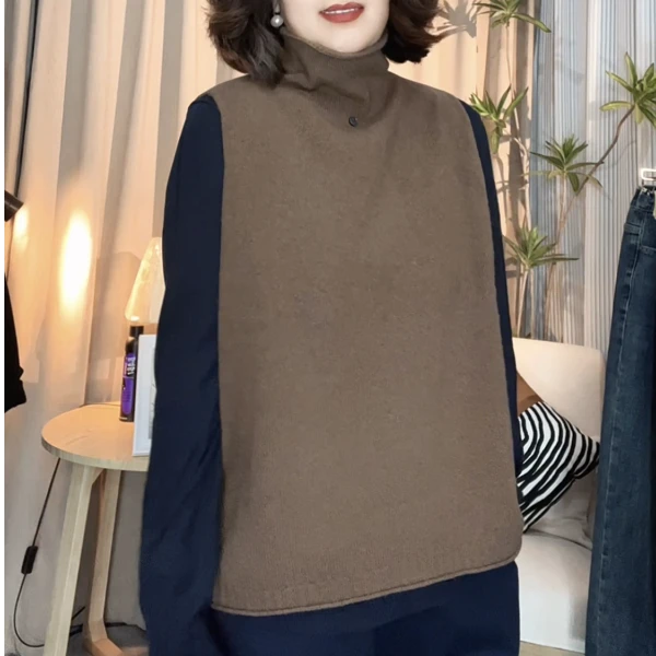 【燕子严选】设计师气质堆堆领A版遮肉保暖扣马夹