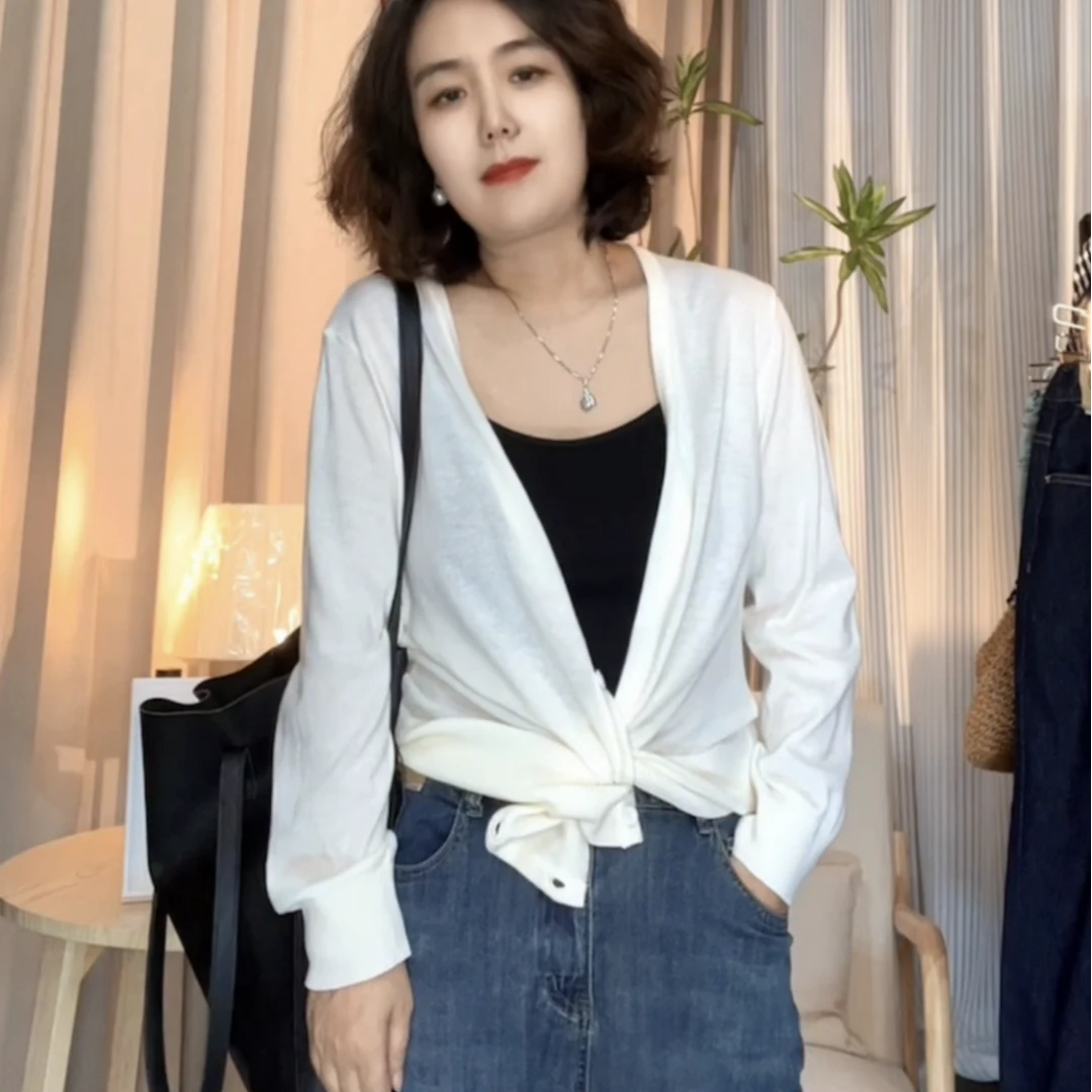 【Y.Z】薄款百搭针织开衫外套女1712