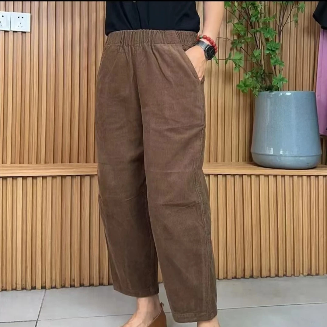 【燕子严选】洋气百搭高腰条绒气球裤