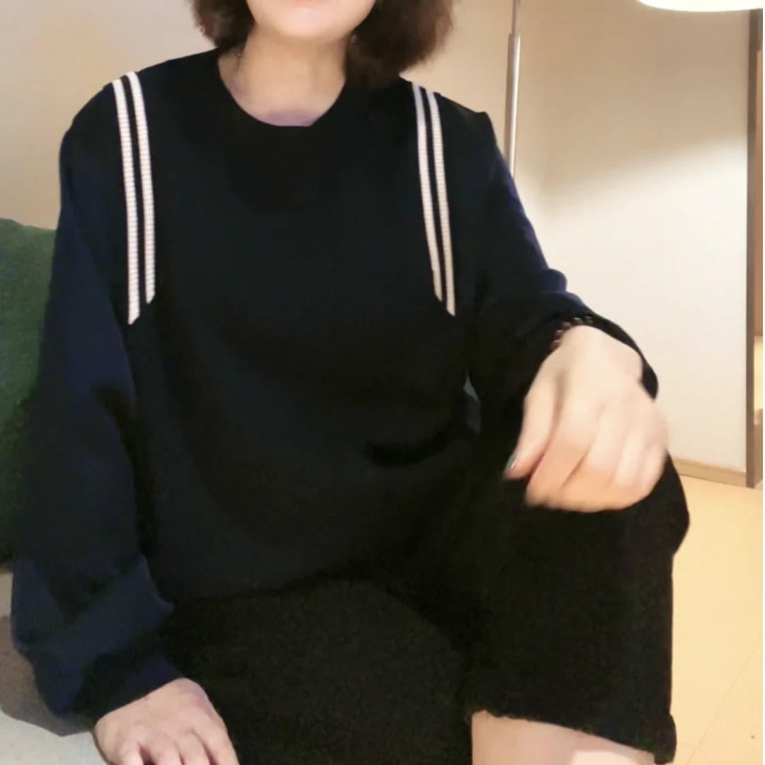 【燕子严选】洋气百搭宽松圆领冰丝拼接针织衫625