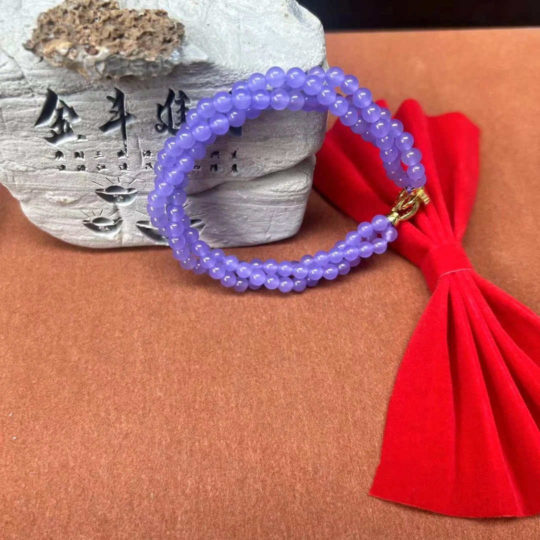天然A货缅甸翡翠紫罗兰手链-a069