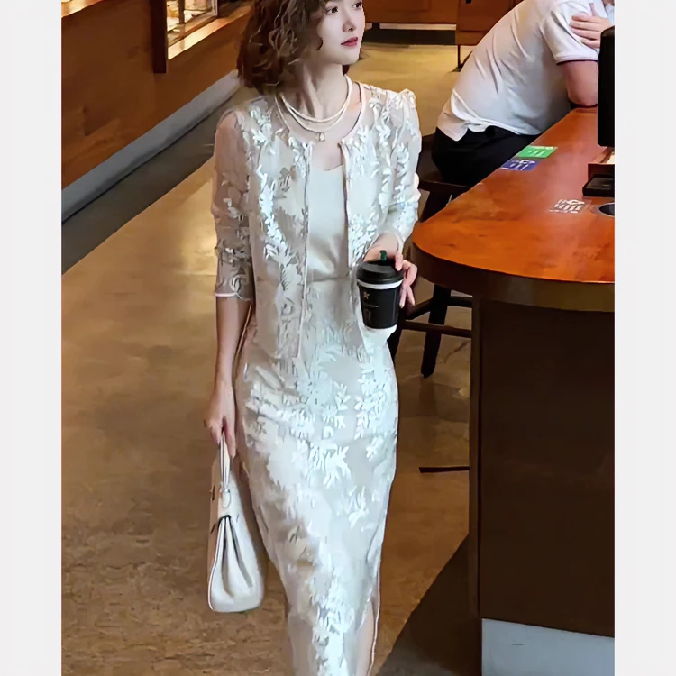 夏装搭配一整套今年流行套装裙国风精致绝美白色新中式上衣两件套