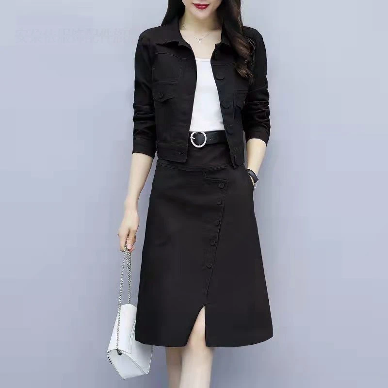 春秋季2024新款休闲时尚御姐遮肉气质微胖小香风洋气半身裙两件套