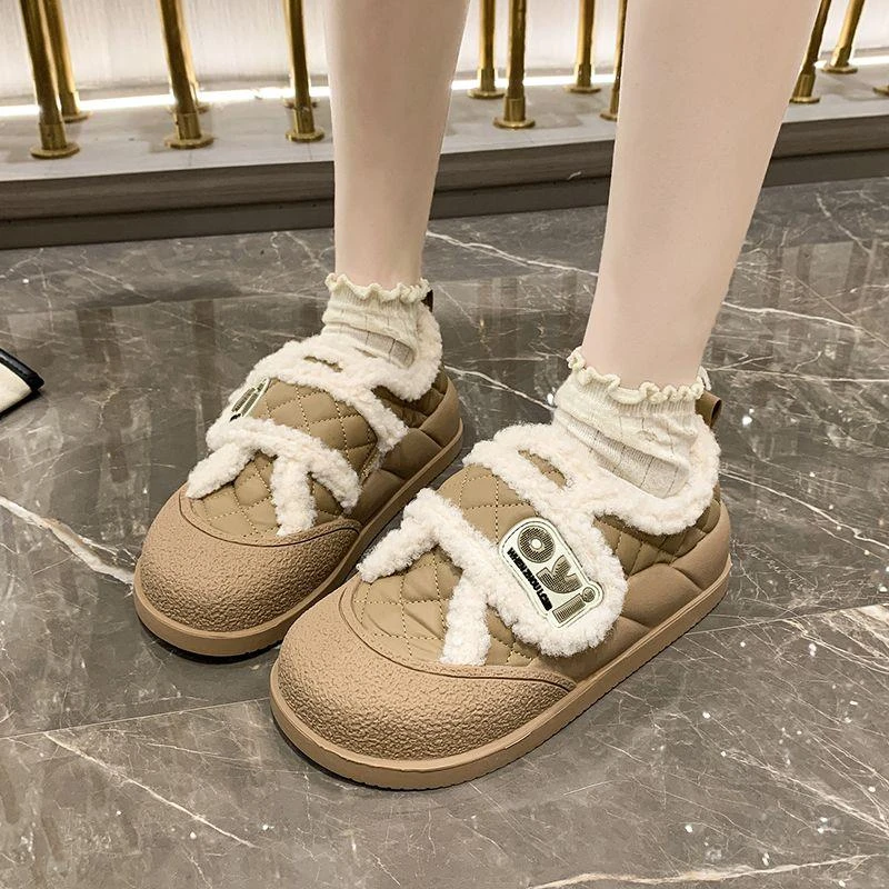 加绒板鞋女2023新款保暖百搭厚底棉鞋秋冬爆款格子小白鞋二棉鞋潮