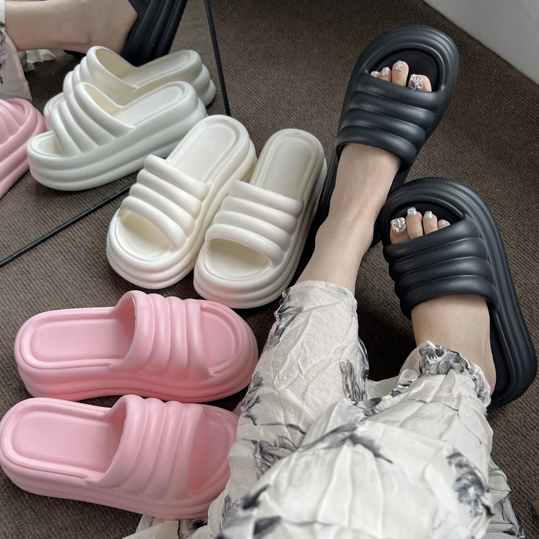 陈气泡 个性凉拖鞋女厚底7cm外穿网红时尚女鞋EVA防臭软底一字拖